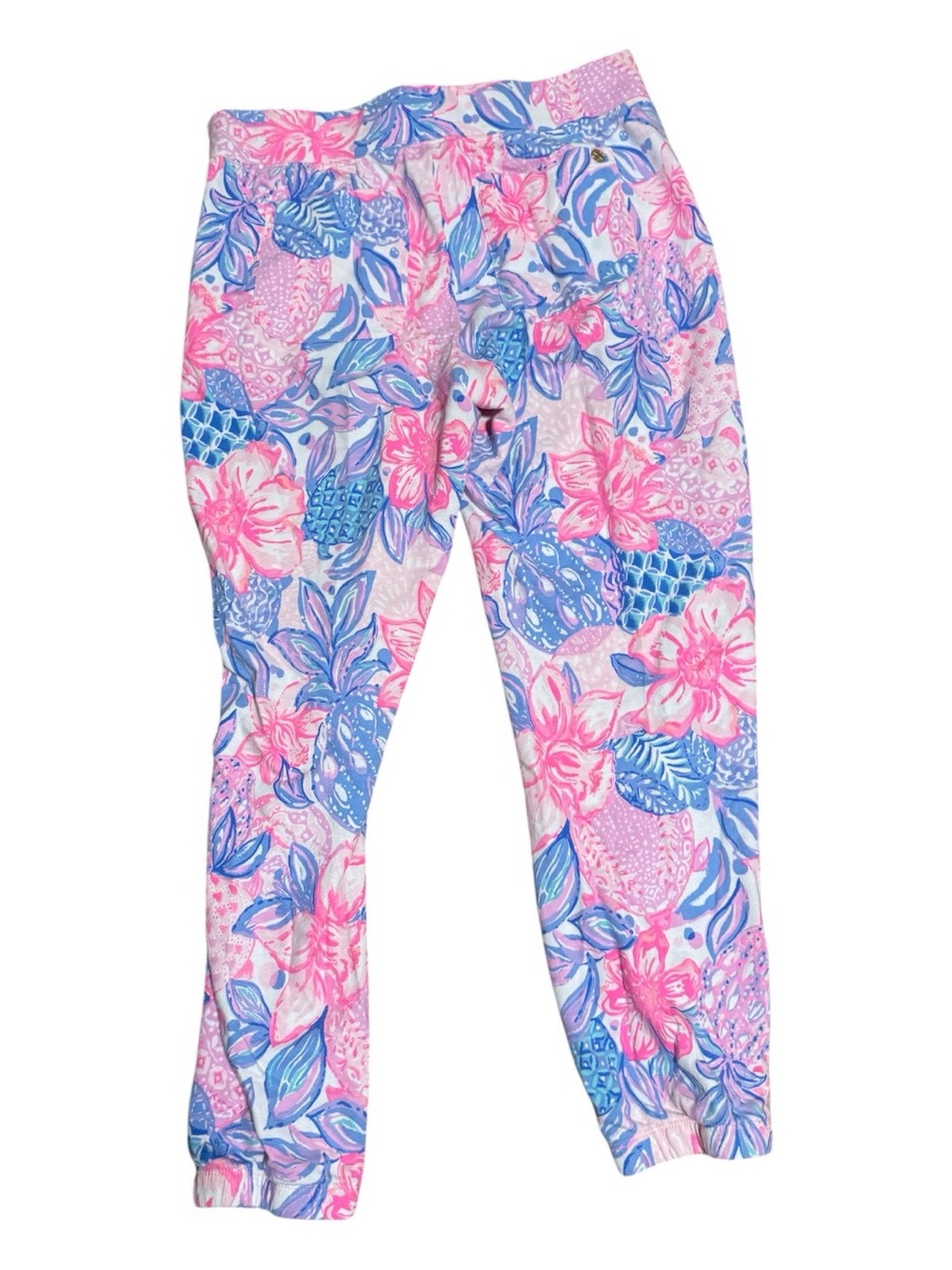 Lilly Pulitzer Mallie Knit Pants Tropical Pineapple Floral Joggers Size M - Picture 3 of 4